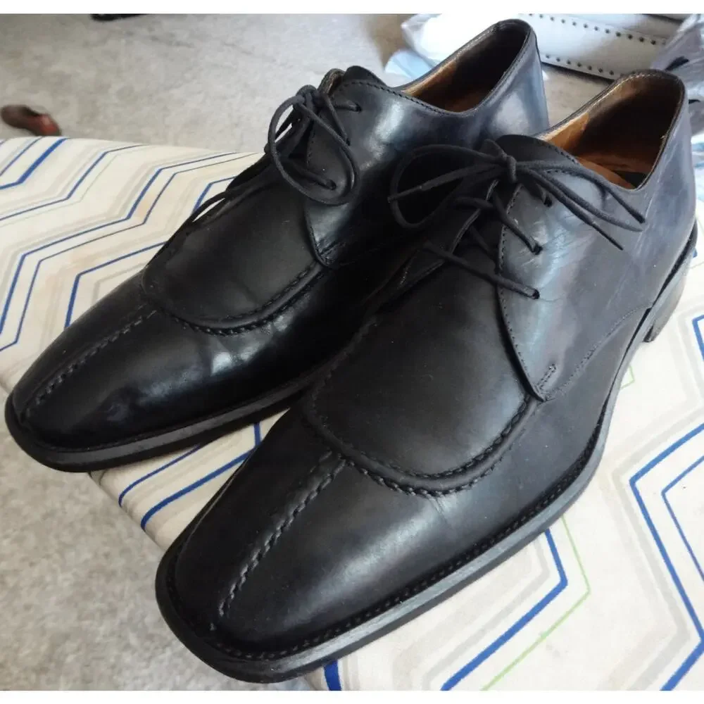 Bachrach Split Toe Black Calf Leather Oxford Derby Dress Shoe ITALY Mens 8